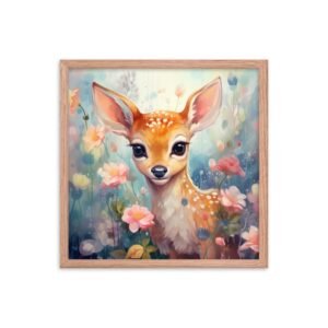 A framed poster of a Cartoon Deer